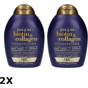 OGX Conditioner - Thick & Full Biotin & Collagen - Versterkt & Verdikt Haar - Voordeelverpakking 2x 385 ml