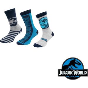 Jurrassic World - 3 paar sokken Jurassic world - jongens - blauw- maat 23/26
