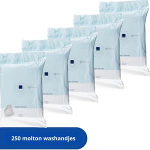 ABENA Molton Wegwerp Washandjes – 250 stuks – Van Kwalitatief Zacht, Dun en Sterk Materiaal – Hygiënisch – Voor Eenmalig Gebruik – Royale Handinsteek – Perfect voor Onderweg