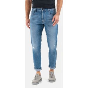 camel active Tapered Fit Destroyed jeans met smartphonezakje - Maat menswear-36/36 - Denim Blauw