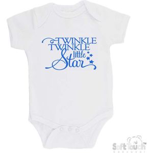 Soft Touch Romper ""Twinkle winkle little star"" Jongens Katoen Wit/blauw Maat 56/62