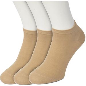 Bonnie Doon Sneakersokken Heren Beige/Zand maat 47/52 - 3 paar - Basis Korte Sokken - Gladde Naden - Enkel Sokken - Uitstekend Draagcomfort - Enkelsokken - Sneaker Sokken - 3-pack - Multipack - Effen - Beige - Licht Bruin - Sand - OL8120013.342