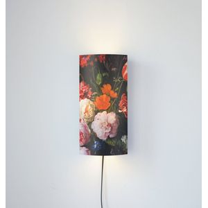 Packlamp - Wandlamp - Stilleven met bloemen in een glazen vaas - De Heem - 29 cm hoog - ø12cm - Inclusief Led lamp