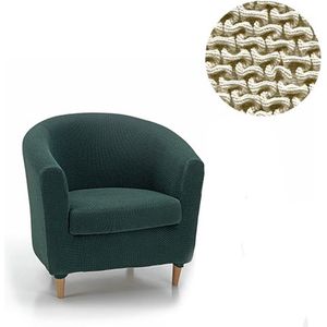 Belmarti® Fauteuilhoes Milan Rond - 70 tot 80 cm breed - Ivoor - Bi-stretch, Ademend katoen - Hoezen voor Kuipstoelen