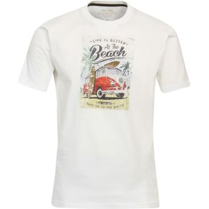 Redmond regular fit T-shirt - korte mouw O-hals - wit (met print)