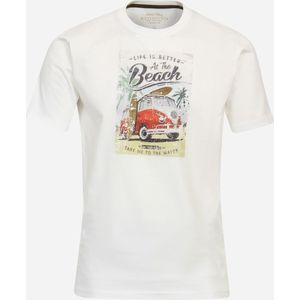 Redmond regular fit T-shirt - korte mouw O-hals - wit (met print) - Maat: M