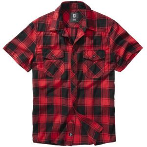 Brandit - Checkshirt Halfsleeve Overhemd - M - Rood/Zwart