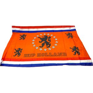 Hup Holland vlag oranje 100x70 cm - EK 2024 voetbal Nederlands Elftal