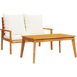 vidaXL Tuinset met kussens massief acaciahout Tuinstoel - Tuinset - Acacia Hout - Buitendecoratie - Lounge Stoel
