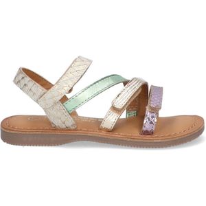 Braqeez 424012-959 Meisjes Sandalen - Beige/Groen/Paars - Leer - Klittenband