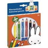 Nijntje kleurpotloden, dikke junior houten potloden - 6 kleuren inclusief slijper - kindveilig -Bambolino Toys