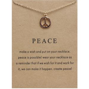 Bixorp Luck Geluksketting met Vredessymbool Goudkleurig - Afscheidscadeau - Cadeau voor Haar / Dames / Vriendin / Mama / Vrouwen - Ketting met Peace Teken Hanger