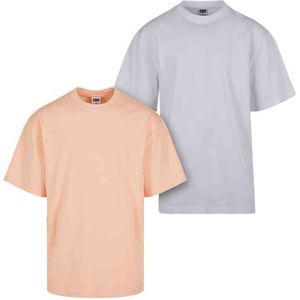 Urban Classics - Tall 2-pack Heren T-shirt - XL - Roze/Wit