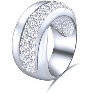Quiges - 925 Zilveren Ring Klassiek Tulband Solitair met Zirkonia Kristal - QSR08816