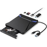 UPLY Externe DVD/CD Speler & Brander - Windows/Mac - USB-C/3.0 - Ingebouwde SD/TF-kaartlezer - voor Laptop
