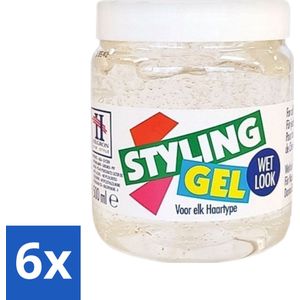 6 x Hegron - Styling Gel - Wetlook Wit - Glanzende Afwerking - 150 ml - Styling Gel - Wetlook - Haar Gel - Glanzende Styling - Haar Fixatie
