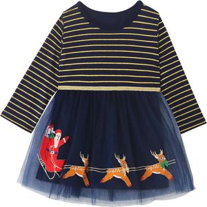 Kerstjurk voor Meisjes 2-7 Jaar | Prinsessenjurk met Lange Mouwen van Katoen