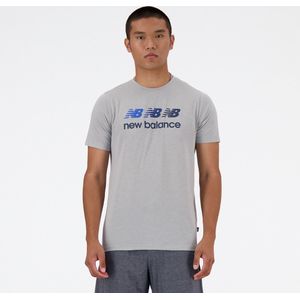 New Balance Heathertech Graphic T-Shirt Heren Sportshirt - ATHLETIC Grijs