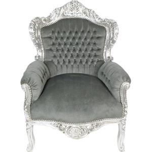 Barok Fauteuil Zilver - Zilver [Baroque] [Bladzilver] [Stoel] [Eethoek] [Woonkamer] [Zithoek] [Luxe] [Interieur]