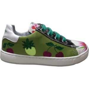 Naturino Mt 25 veter rits bloemen fruit print sneakers 5269 groen zilver