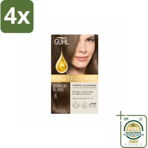 Guhl - Crème-kleuring - No. 6 Donkerblond Beschermend - Haarverf - Voordeelverpakking - 4 stuks - Permanente haarkleur - Grijsdekking