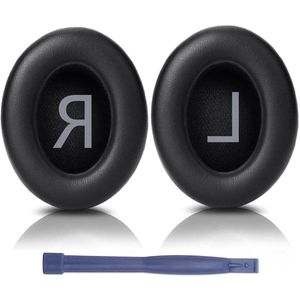 Allecto plus - Zachter PU-leer Oorkussens voor Ruisonderdrukkende Hoofdtelefoon in Zwart - Comfortabel Luisteren