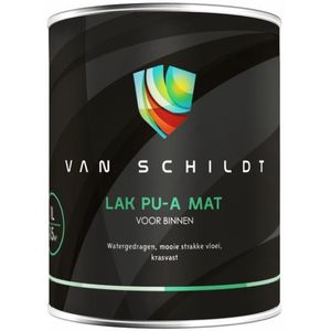 van Schildt Lak PU-A Mat Watergedragen Acryl Slijt- en krasvaste Trappen en Keukenverf voor binnen 1 Liter Ral 9005 Mat Zwart