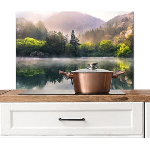 Spatscherm keuken 90x60 cm - Kookplaat achterwand - Natuur landschap - Meer bergen - Muurbeschermer hittebestendig - Spatwand fornuis - Hoogwaardig aluminium - Wanddecoratie landelijk industrieel