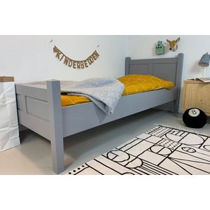 Rockwood® Tienerbed Alex Grijs met lattenbodem en bedhekje wit