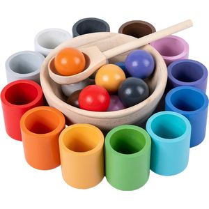 KLUZOO Balls and Cups Houten Speelgoed - KLEUREN en VORMEN - Motoriek Montessori Speelgoed - Educatief speelgoed voor Jongens en Meisjes
