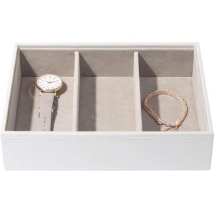 Witte klassieke middelgrote juwelendoos voor horloge-accessoires met lade - Stackers