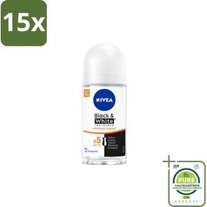 15 x NIVEA - Deodorant Roller - Zwart & Wit Ultieme Impact - 72 Uur Anti-Transpirant - 50 ml - Grootverpakking - NIVEA Deodorant - Anti-transpirant - Deodorant Roller - Anti-vlekkentechnologie - 72 Uur Bescherming