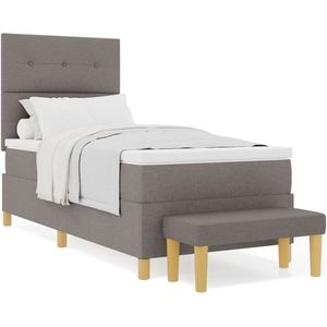 vidaXL - Boxspringbed - met - Matras - & - Bank - Taupe - 80x200 - cm - Stof