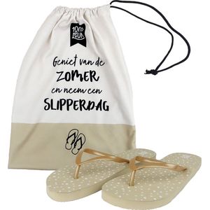 100%LEUK - Slippers 'Slipperdag' - Zomercadeau - Zomervakantie - maat 40/41