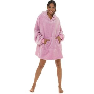 Dames Onesize Hoodie - fleece deken met mouwen - roze - Snuggle Hoodie - Fleece Deken Met Mouwen