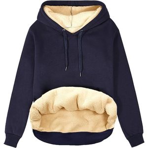 Fleece gevoerde dames hoodie - warme oversized sweatshirt met zakken