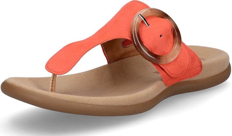 Gabor - Dames Teenslippers - Oranje - Leer - Klittenbandsluiting