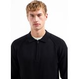 Trui met polokraag, halve rits en raglanmouwen