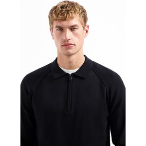 Trui met polokraag, halve rits en raglanmouwen