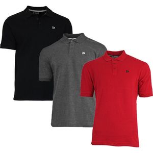 Donnay Polo 3-Pack - Sportpolo - Heren - Maat L - Zwart/Charcoal/Berry (415)