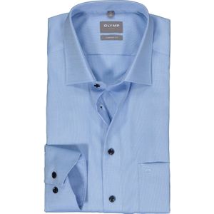 OLYMP comfort fit overhemd - structuur - lichtblauw - Strijkvrij - Boordmaat: 40