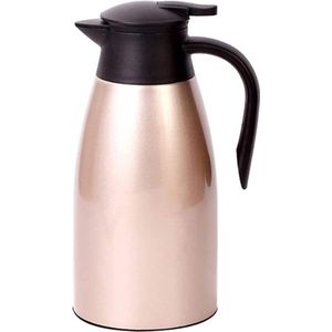 Thermoskan, 2 liter, thermoskan, roestvrij staal, koffiekan, Quick Tip-sluiting, dubbelwandige vacuümkan voor thee en koffie, goud