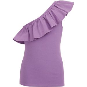 WE Fashion Meisjes one-shoulder top met ribstructuur