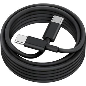 USB C naar USB C kabel - 3 Meter Oplaadkabel 1x - Geschikt voor o.a. iPhone 15 en 16 / Samsung - USB-C Oplader Kabel - Zwart