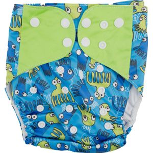 Honeybears – Zwemluier wasbaar – Baby zwemluiers – Wasbare & Verstelbare zwemluier – Zwemluier baby - Blauw/groen octopussen – 0-3 jaar