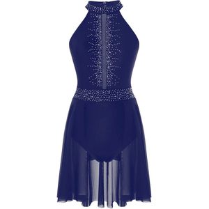 ranrann Damesjurk Klassieke Dans Asymmetrische Latijnse Jurk Kostuum Hedendaagse Dans Turnpakje Gymnastiek Danskleding S-XXL