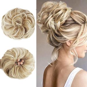 CSGoods - Haarstukje met Elastiek voor Gekrulde Messy Bun Kapsels - Dames Meisjes Haarextensies - Blond 55g
