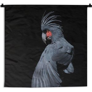 Wandkleed Kaketoes - Donkere kaketoe op een zwarte achtergrond Wandkleed katoen 150x150 cm - Wandtapijt met foto