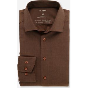 OLYMP Luxor modern fit overhemd 24/7 - bruin - Strijkvrij - Boordmaat: 40