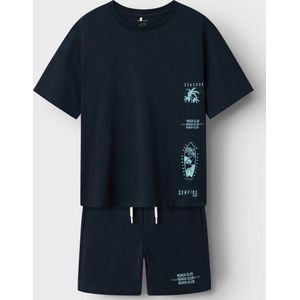 Name It - Hirlan Henlo Set - Navy - Korte Broeken - Regular Fit - Shirt en Joggingshort